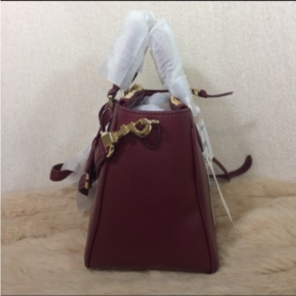 NEW Tory Burch Robinson Wine Red Pebbled Leather Mini Square Tote/Crossbody Bag - Picture 7 of 16